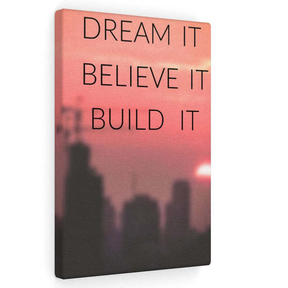 Inspirational Wall Art Dream It Believe It Build It Pink Motivational Print Read
